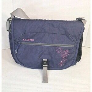 L.L. Bean Messenger Day Bag Floral Pattern 12x10x4 Travel Hiking Camping LL Bean